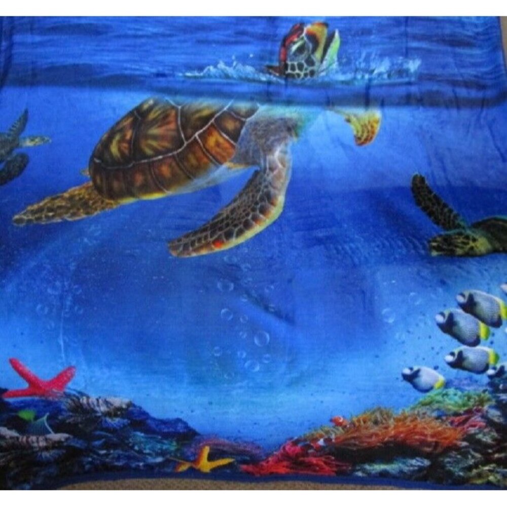 New Honu Sea Turtle Plush Fleece Throw Gift Blanket Sherpa Coral Reef Turtles - Picture 4 of 6